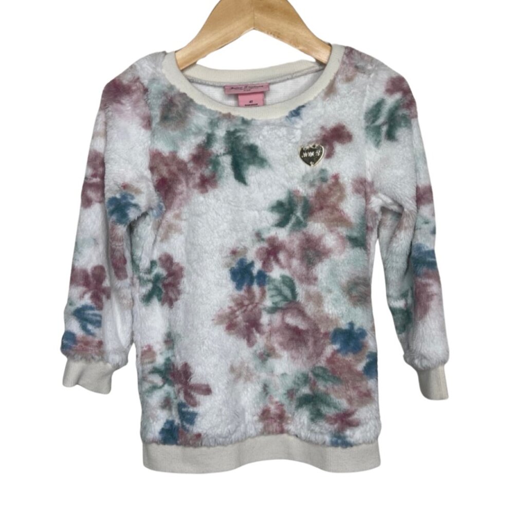 JUICY COUTURE KIDS | Floral Faux Fur Pull Over Sweater | Size 4T